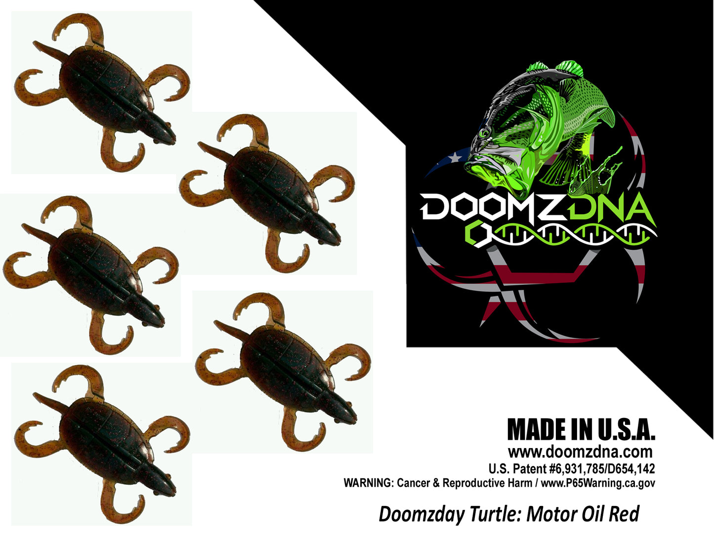 DDT3-Motor Oil Red Flake Doomzday Turtle - Doomz Day Bass Turtle Lures